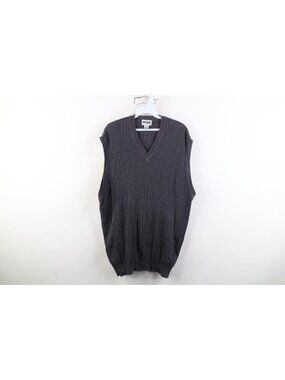 Vintage 90s Ping Golf Mens XL Faded Blank Cotton Cable Knit V-Neck Sweater Vest